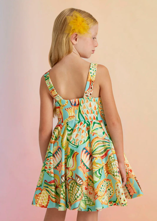 ABEL & LULA SS23 Girls Limon Print Crepe Dress - CLEARANCE SALE