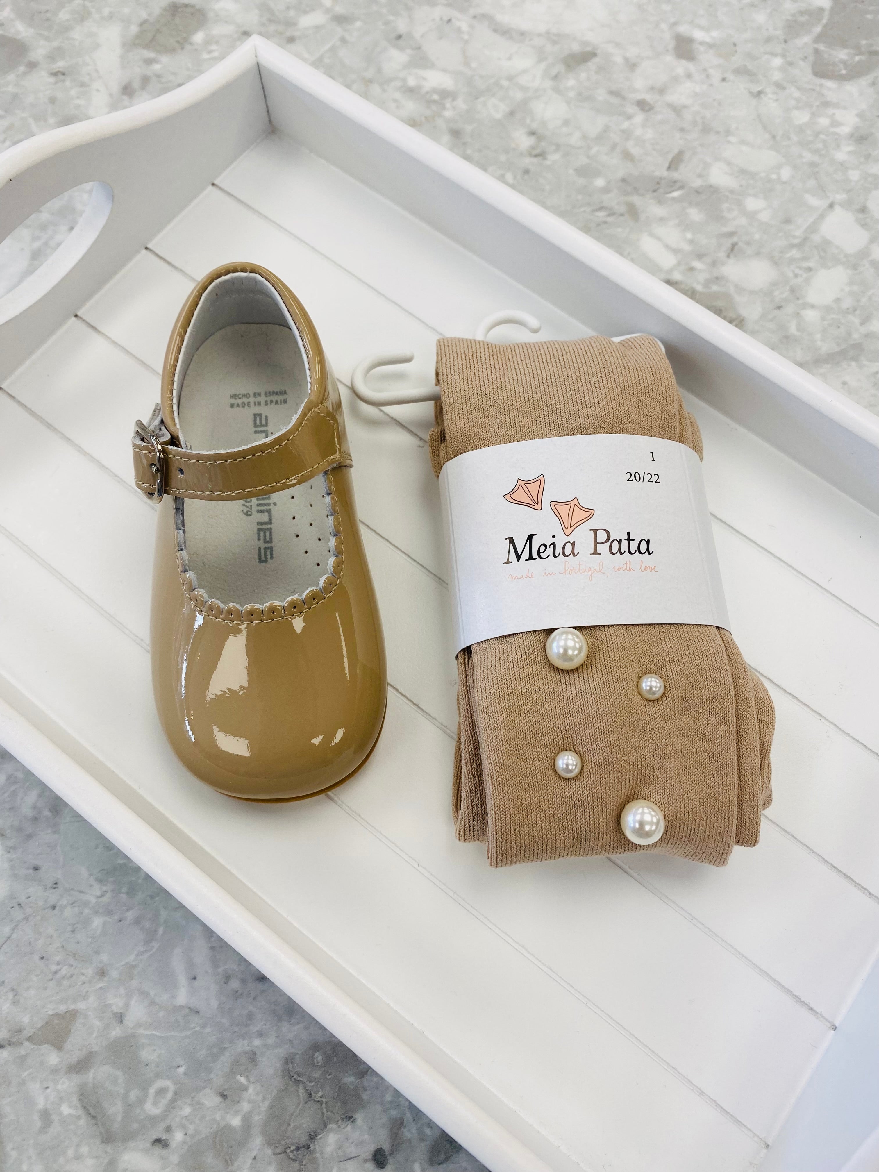 MEIA PATA Beige Pearl Girls Tights