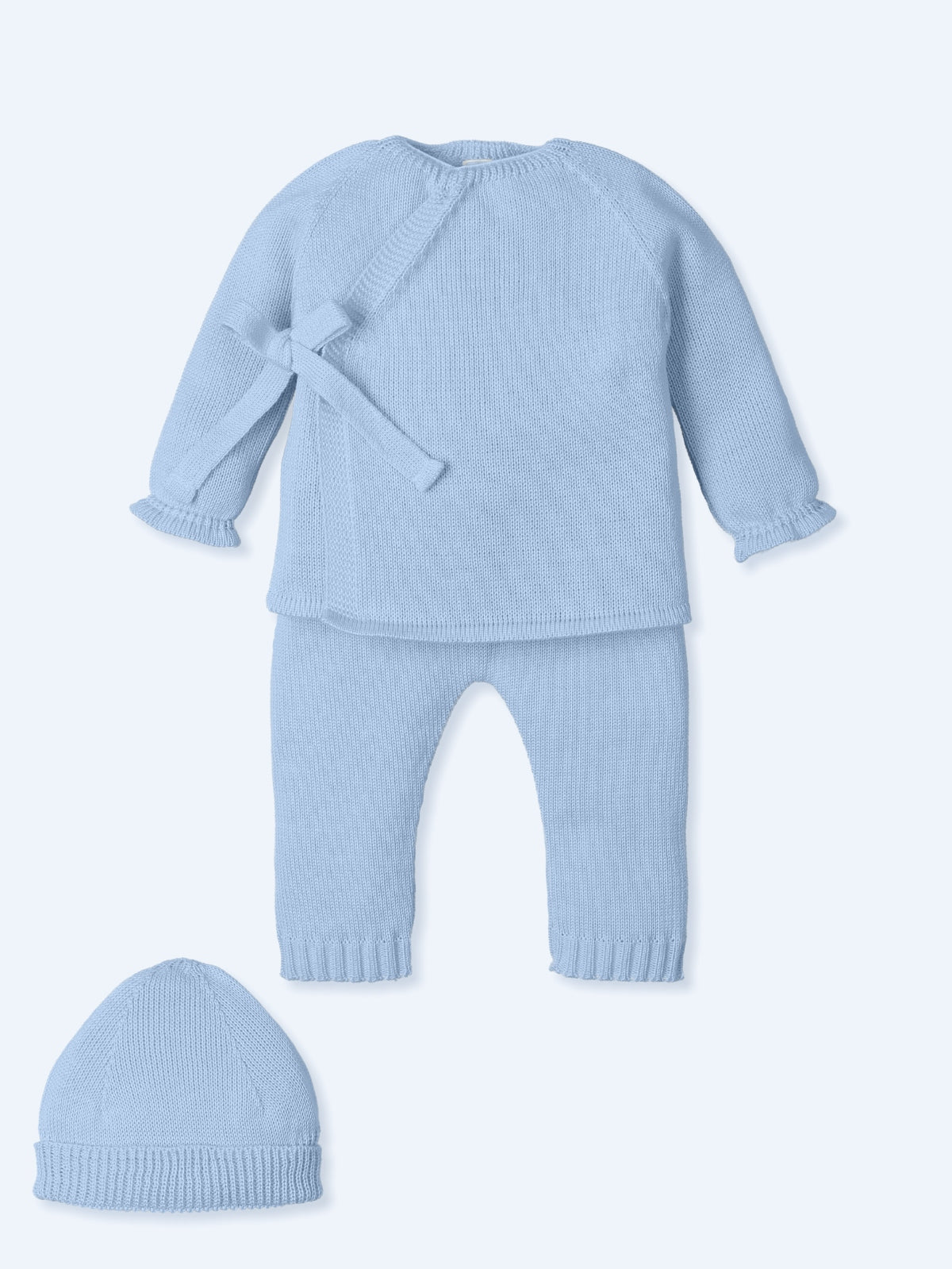 MAC ILUSION SS25 Basic Boys Sky Blue Three Piece Knitted Set - V25
