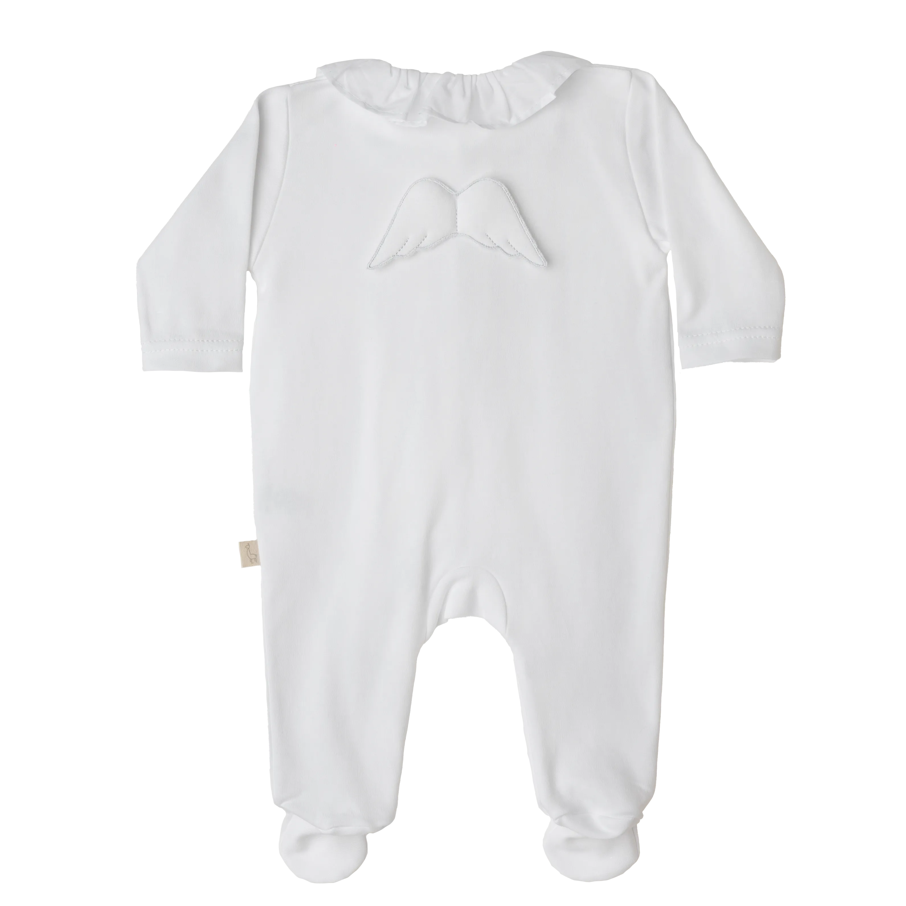 BABY GI Angel Wings White Unisex Frill Collar Cotton Babygrow