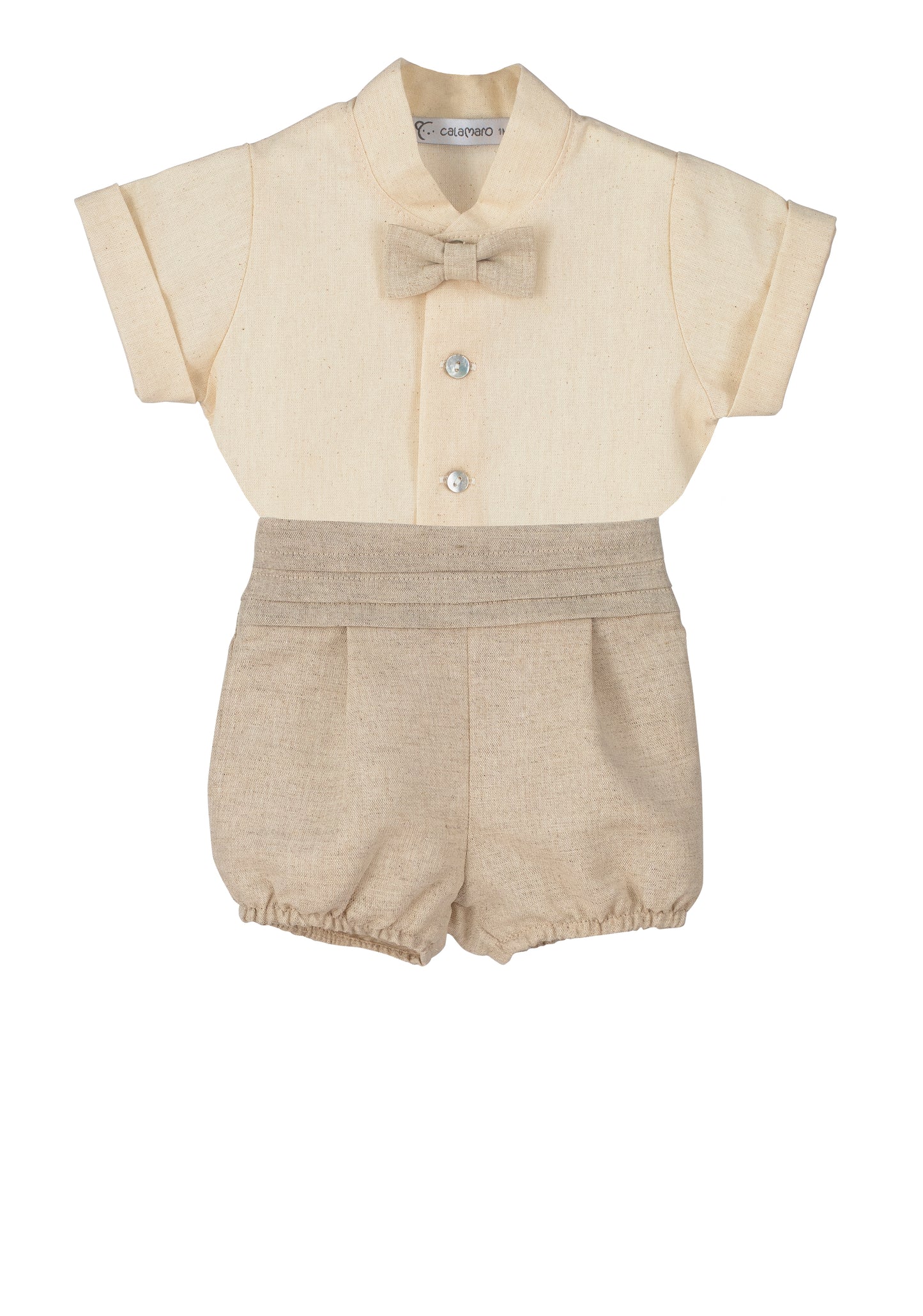 CALAMARO Espirulina Beige Baby Boys Short Set - 17964B