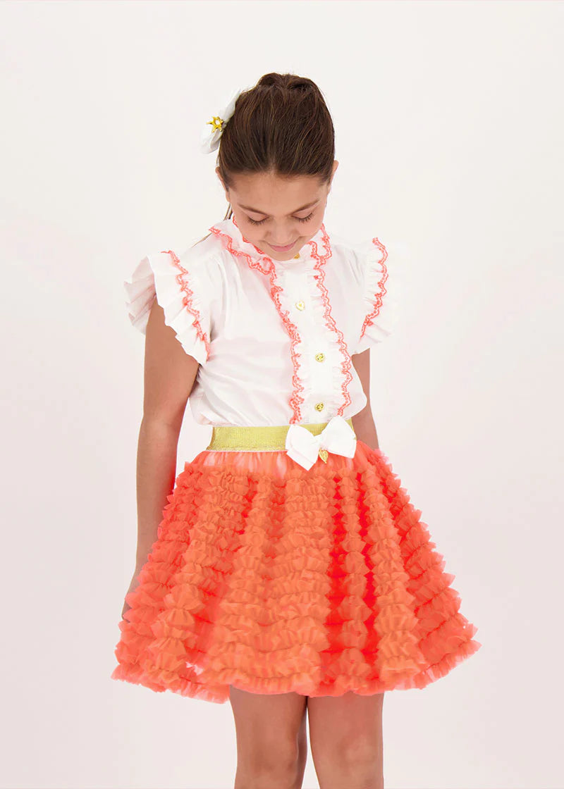 ANGELS FACE SS24 Ballroom Girls Neon Orange Skirt Set - CLEARANCE SALE