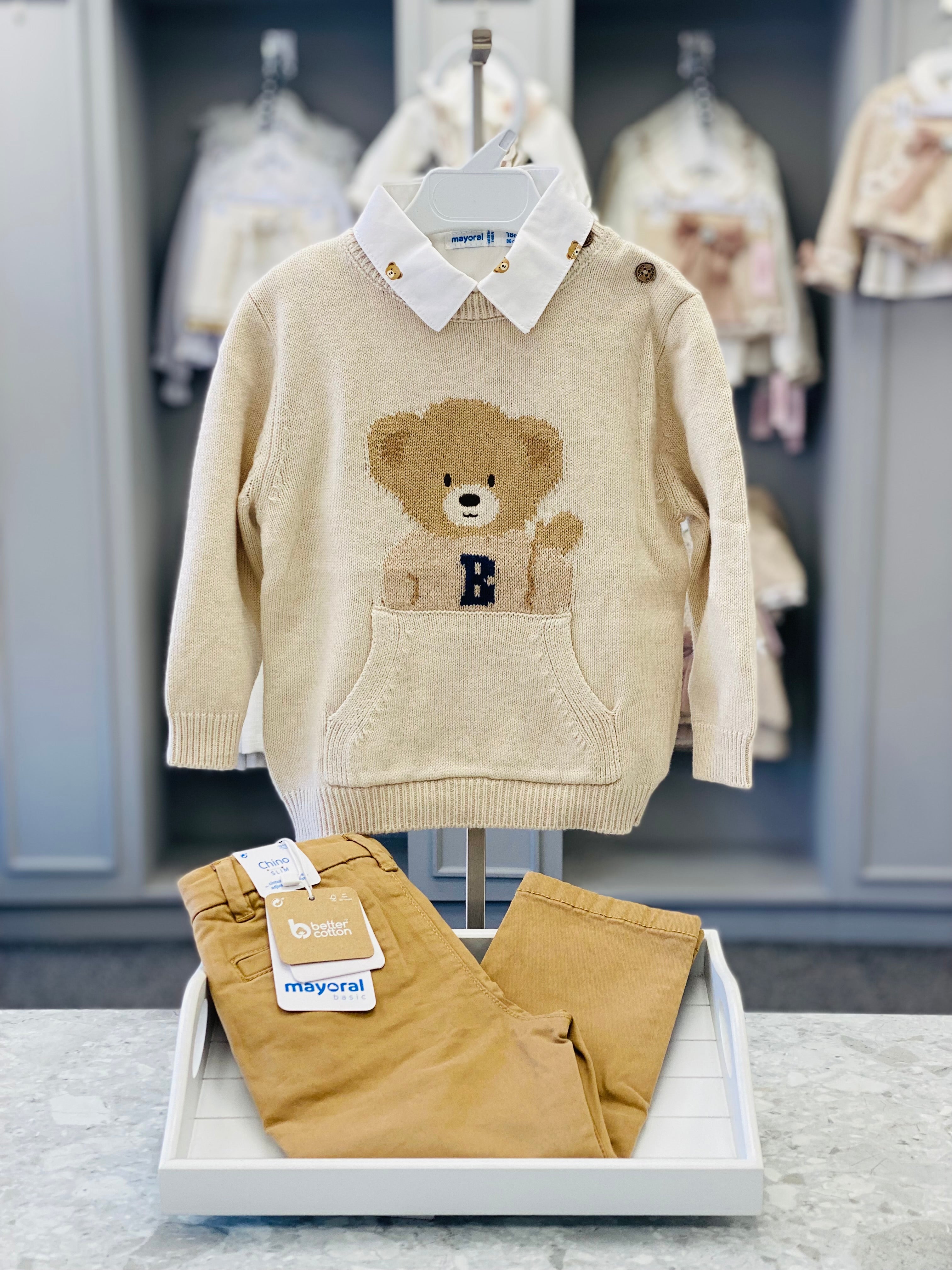 AW25 MAYORAL Boys Beige Teddy Trouser Set with Jumper
