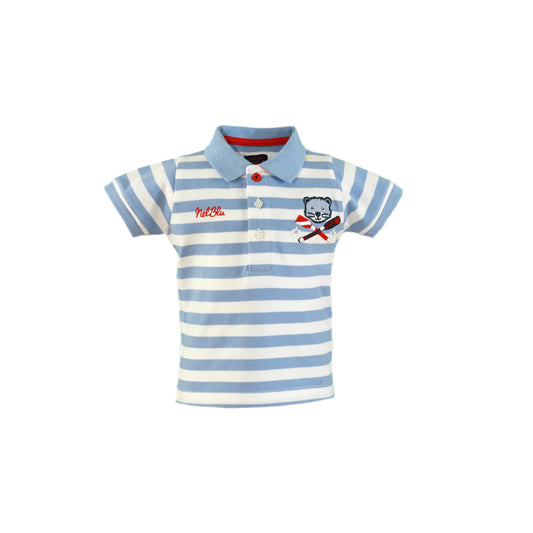 MIRANDA NEL BLU Blue & White Stripe Baby Boys Polo Shirt - 1110