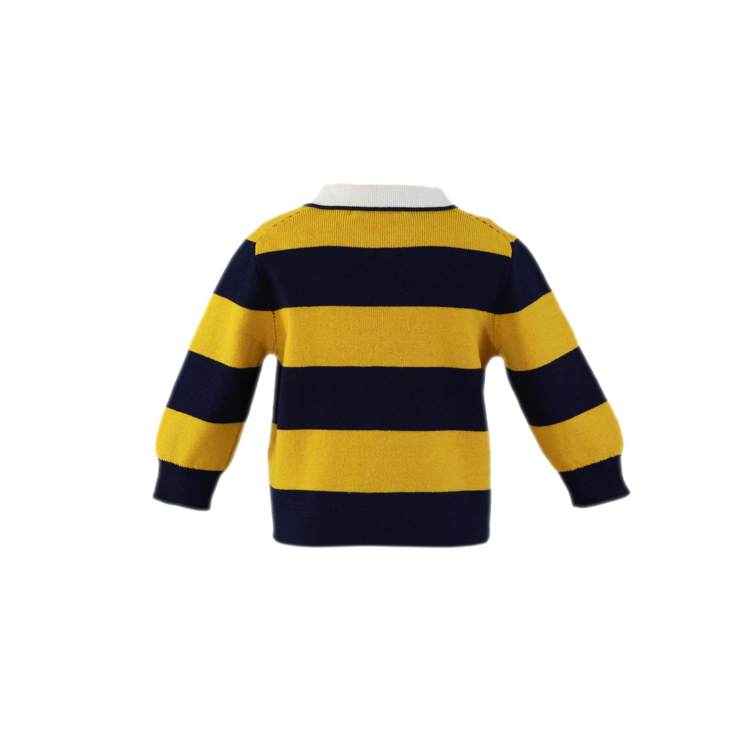 MIRANDA NEL BLU Navy & Mustard Stripe Baby Boys Knitted Polo Top - 1109