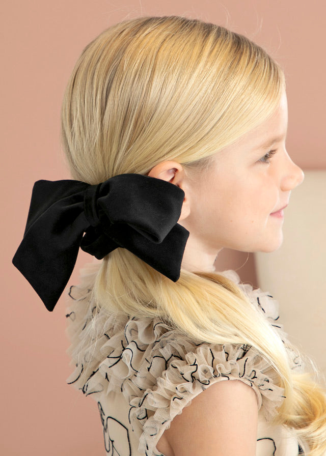 ABEL & LULA AW23 Girls Black Velvet Bow Hair Scrunchie - CLEARANCE SALE