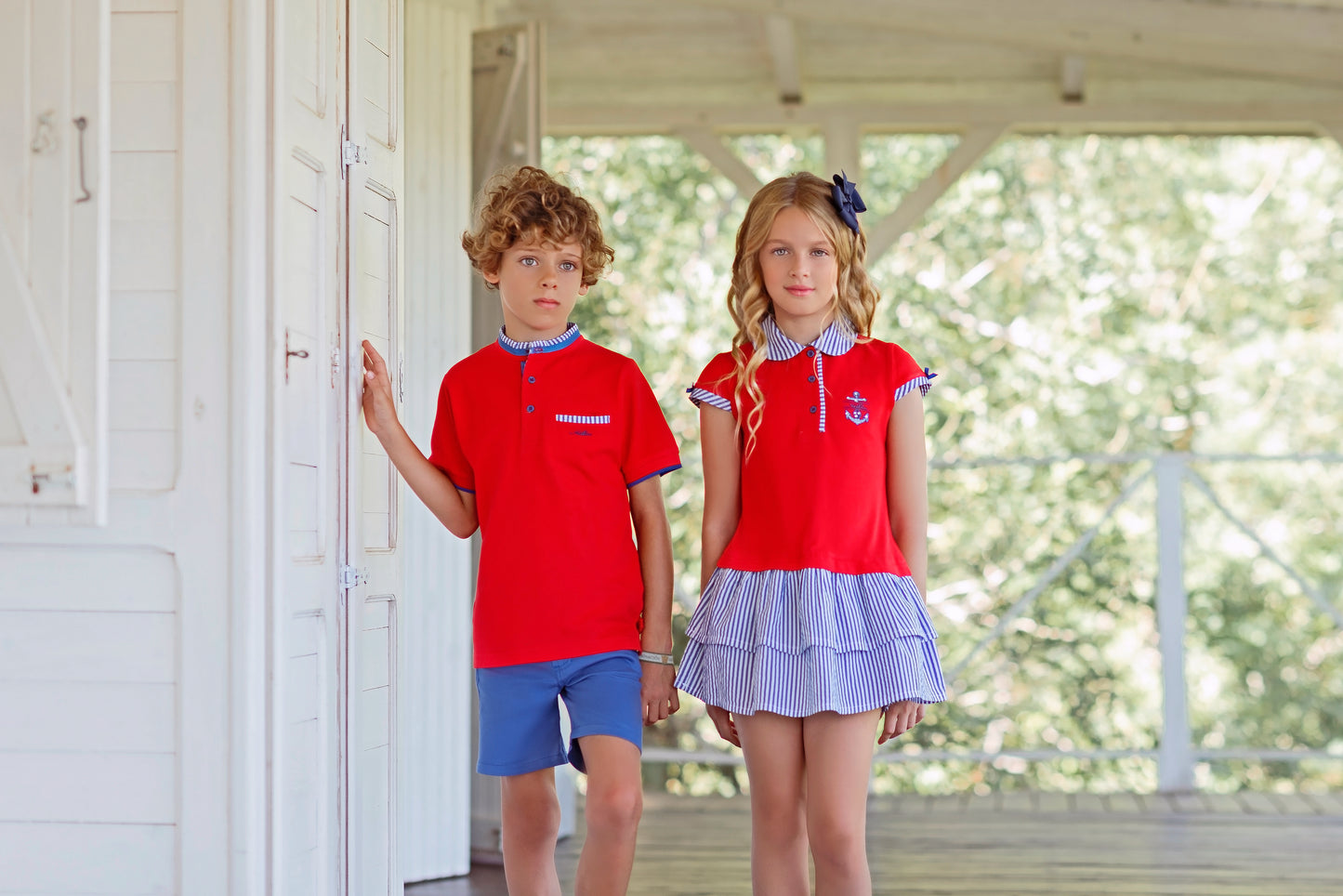 MIRANDA NEL BLU Red & Blue Boys Polo Short Set - 1307