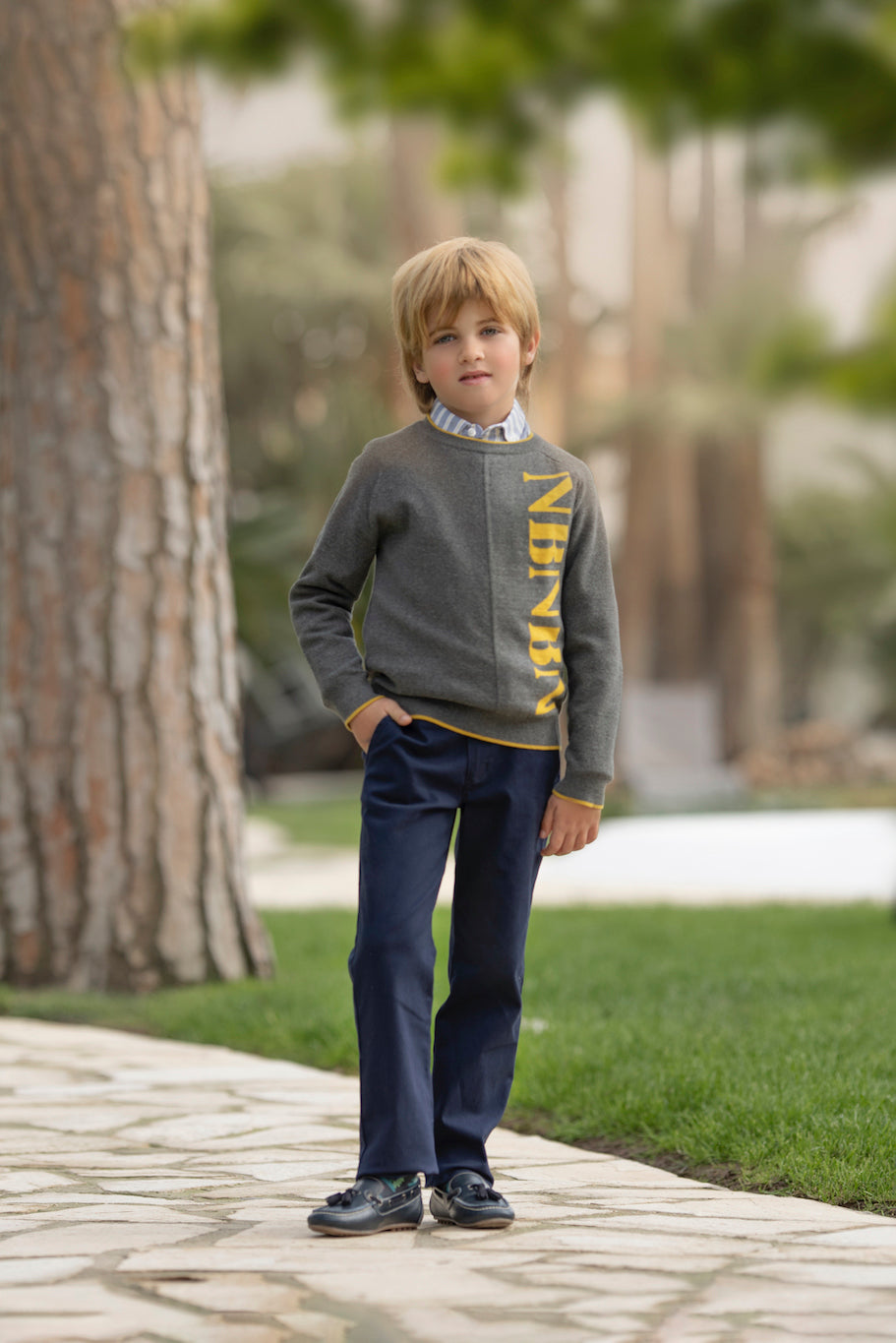 MIRANDA NEL BLU Navy & Grey Boys Three Piece Trouser Set - 1309