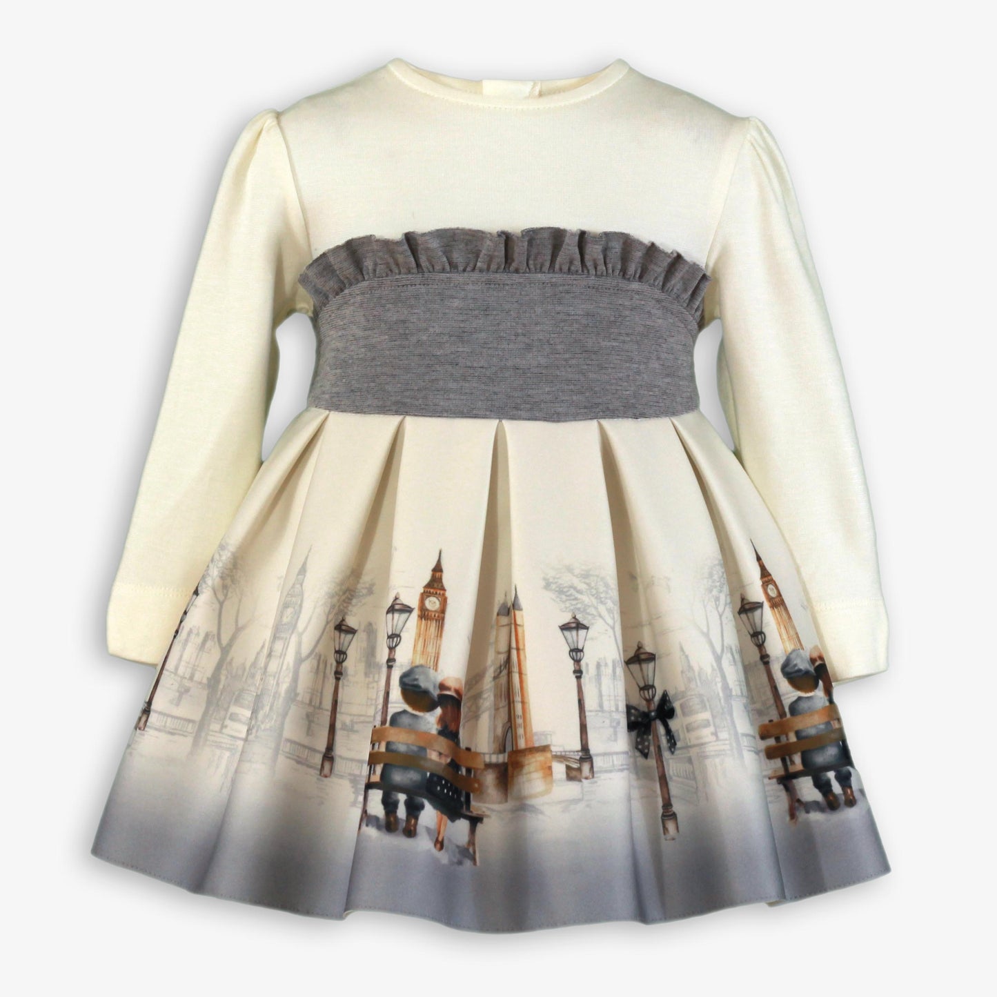 PRE ORDER AW25 MIRANDA Cream & Grey Girls Dress - 136V