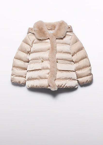 ABEL & LULA AW24 Girls Champagne Satin Padded Coat - 5837