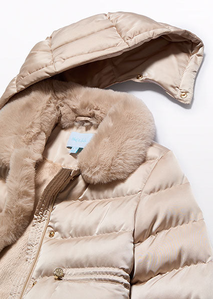 ABEL & LULA AW24 Girls Champagne Satin Padded Coat - 5837