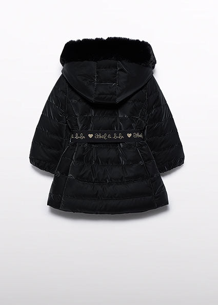 ABEL & LULA AW24 Girls Black Padded Coat with Belt - 5839
