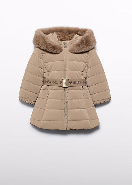 ABEL & LULA AW24 Girls Camel Padded Coat with Belt - 5839