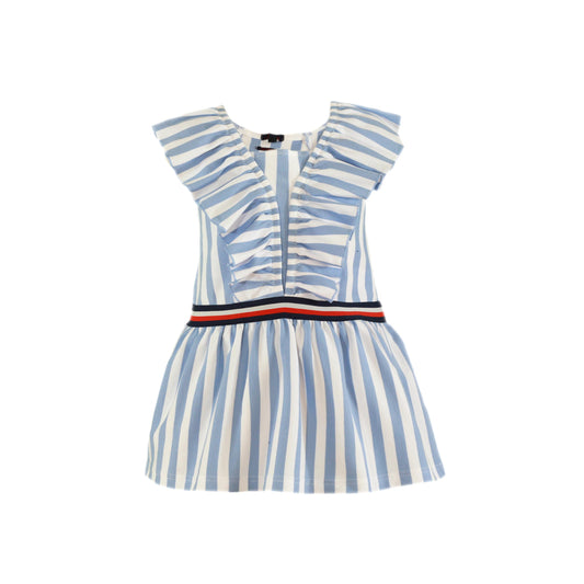 MIRANDA NEL BLU Blue & White Stripe Girls Dress - 1400