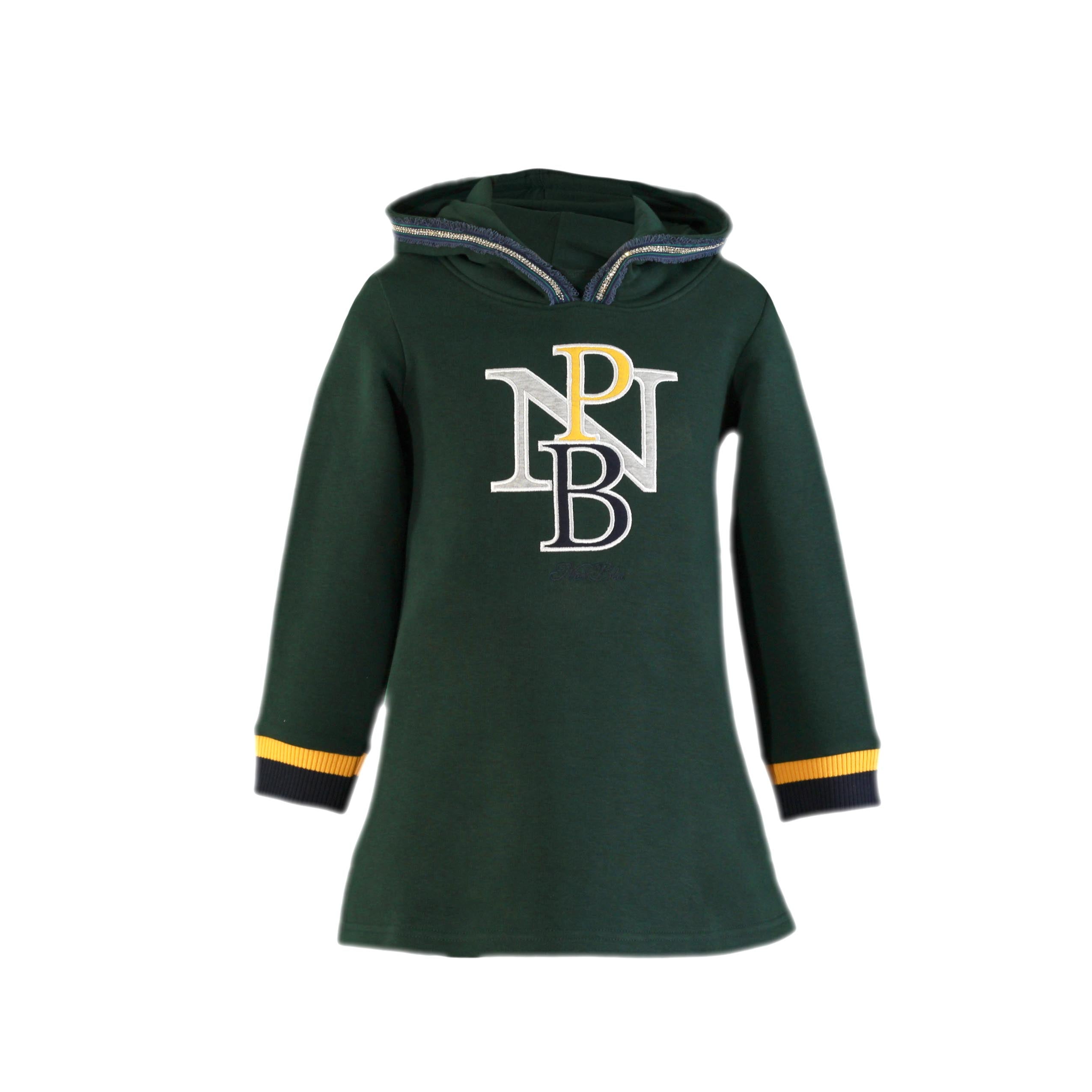 MIRANDA NEL BLU Girls Green Hoodie Dress - 1407
