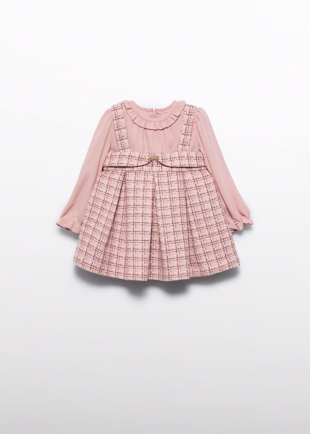 AW25 ABEL & LULA Petal Girls Pink Tweed Pinafore Dress - 5504