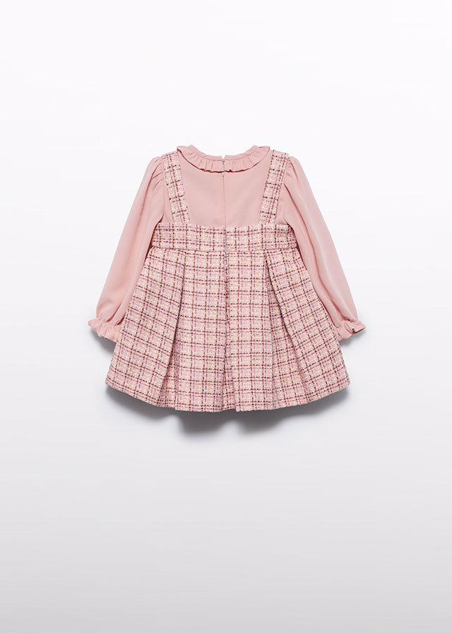 AW25 ABEL & LULA Petal Girls Pink Tweed Pinafore Dress - 5504
