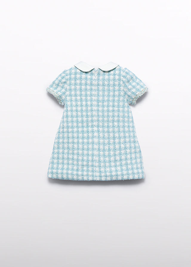 AW25 ABEL & LULA Aqua Girls Lurex Dogtooth Dress - 5511