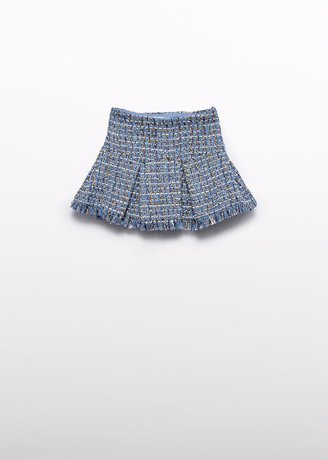 AW25 ABEL & LULA Sky Blue Girls Tweed Skirt Set with Jacket - 5841