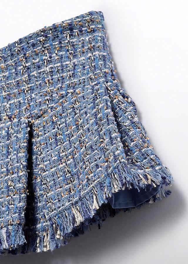 AW25 ABEL & LULA Sky Blue Girls Tweed Skirt Set with Jacket - 5841