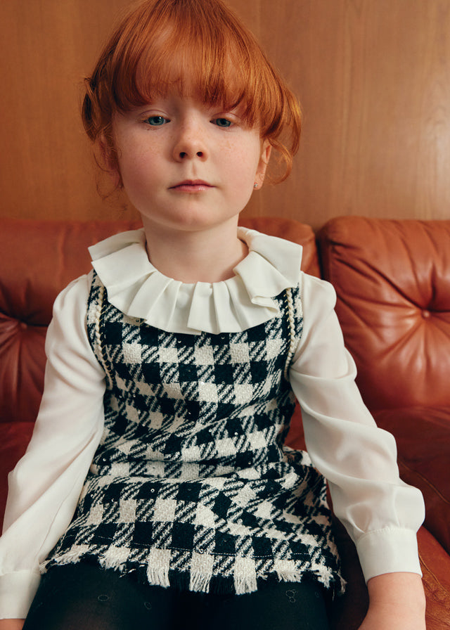AW25 ABEL & LULA Black Girls Tweed A-Line Dress - 5526