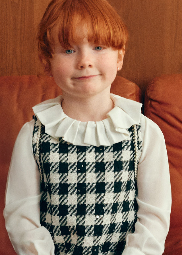 AW25 ABEL & LULA Black Girls Tweed A-Line Dress - 5526