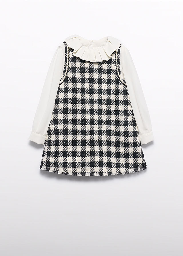 AW25 ABEL & LULA Black Girls Tweed A-Line Dress - 5526
