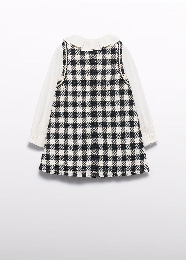 AW25 ABEL & LULA Black Girls Tweed A-Line Dress - 5526