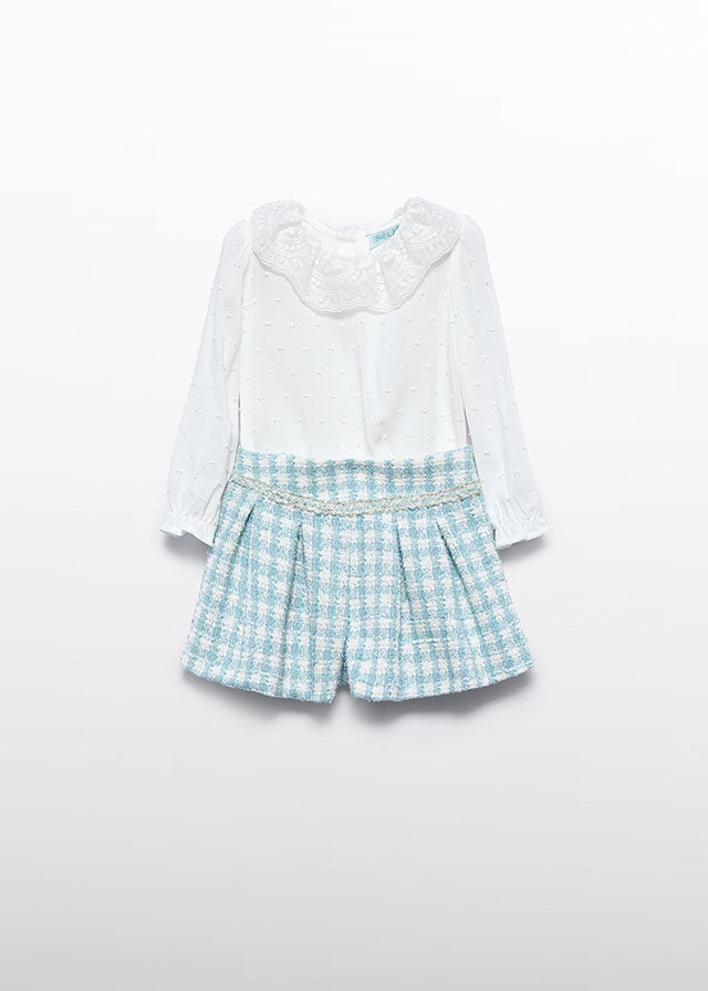 AW25 ABEL & LULA Aqua Girls Short Set with Jumper - 5712