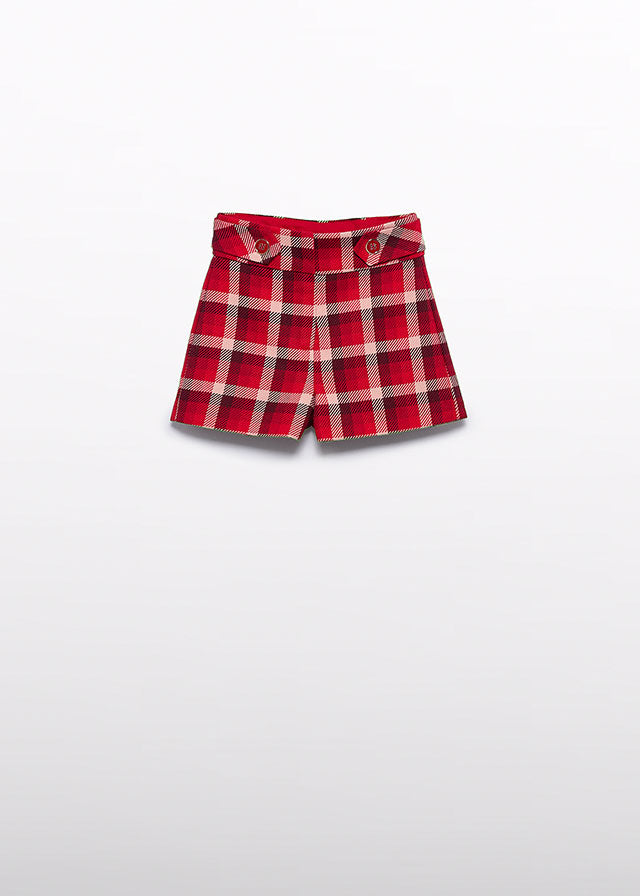 AW25 ABEL & LULA Red Girls Plaid Short Set with Jumper - 5827
