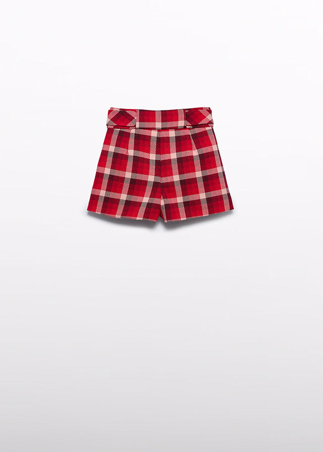 AW25 ABEL & LULA Red Girls Plaid Short Set with Jumper - 5827