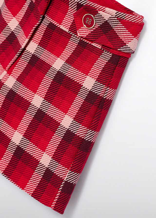 AW25 ABEL & LULA Red Girls Plaid Short Set with Jumper - 5827