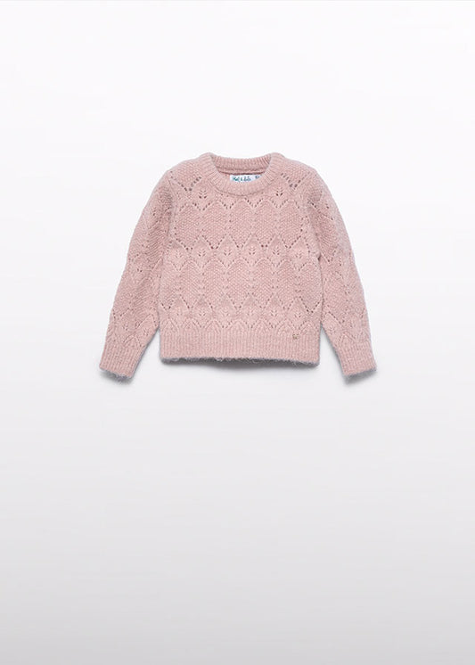 AW25 ABEL & LULA Petal Girls Pink Tweed Short Set with Jumper - 5710