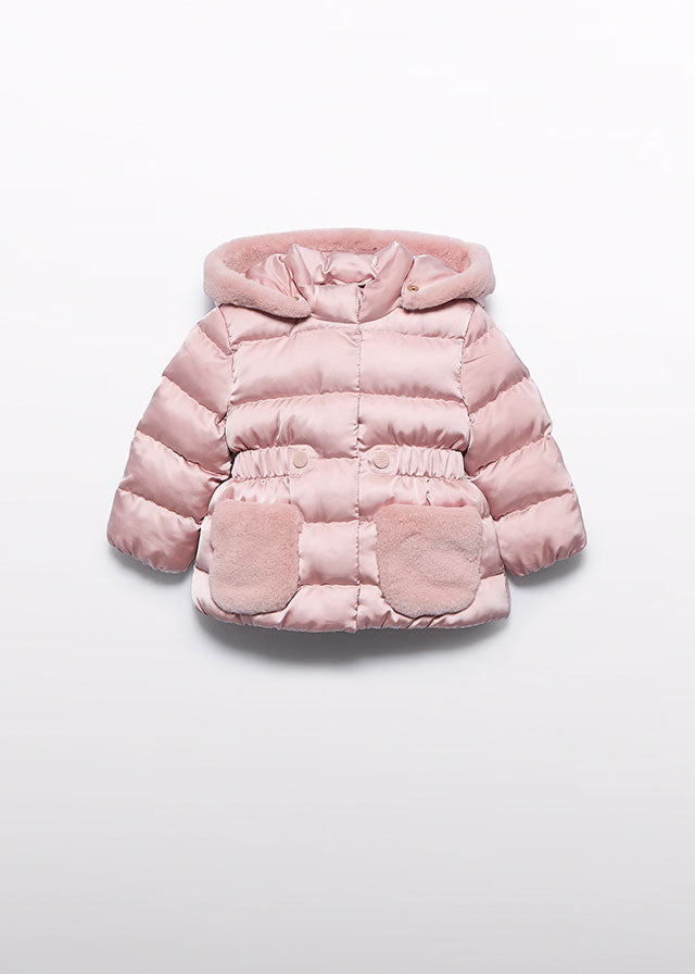 AW25 ABEL & LULA Petal Girls Pink Satin Padded Coat - 5821