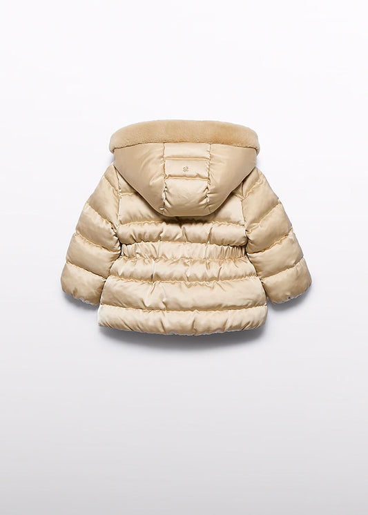 AW25 ABEL & LULA Almond Girls Cream Satin Padded Coat - 5821