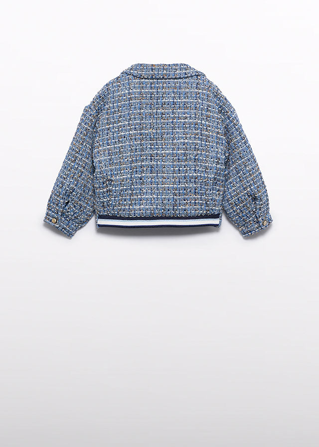 AW25 ABEL & LULA Sky Blue Girls Tweed Skirt Set with Jacket - 5841