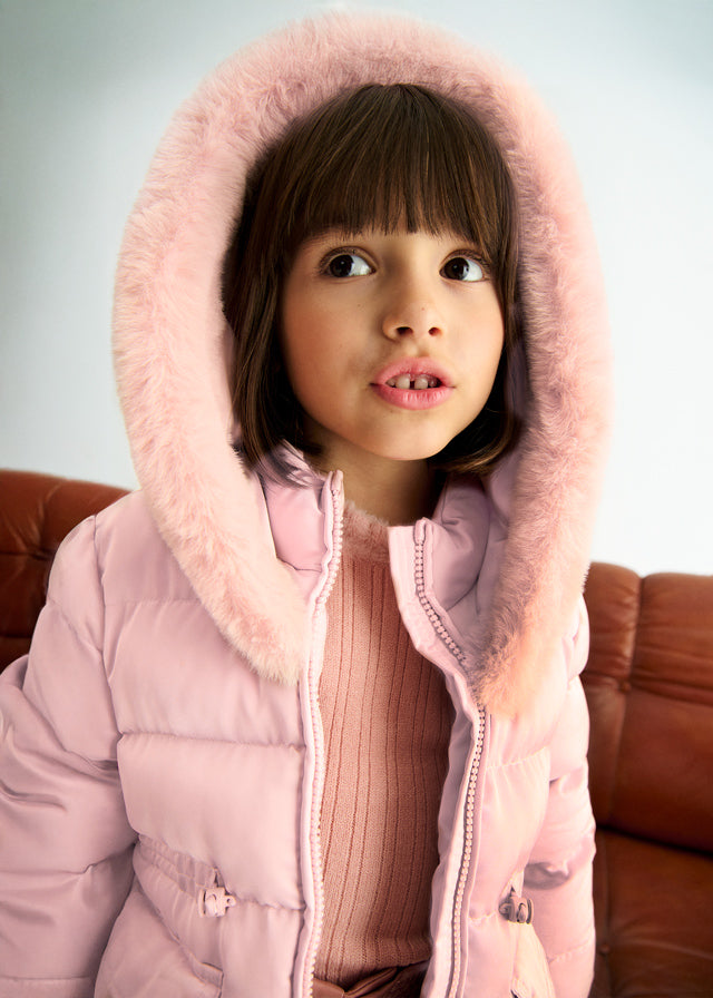 AW25 ABEL & LULA Petal Girls Pink Satin Padded Coat - 5849