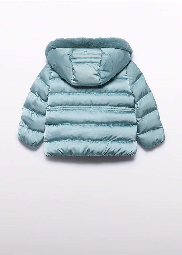 AW25 ABEL & LULA Aqua Girls Green Satin Padded Coat - 5849