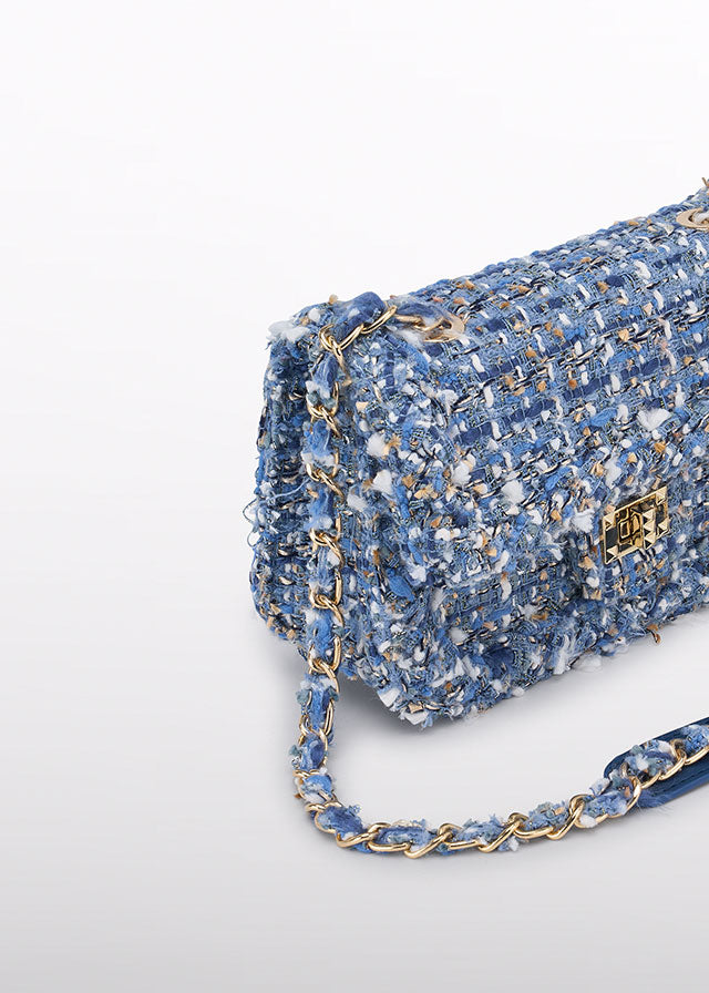 AW25 ABEL & LULA Sky Blue Girls Tweed Handbag - 5982