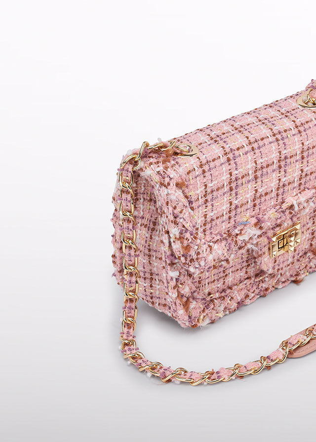 AW25 ABEL & LULA Petal Girls Pink Tweed Handbag - 5982
