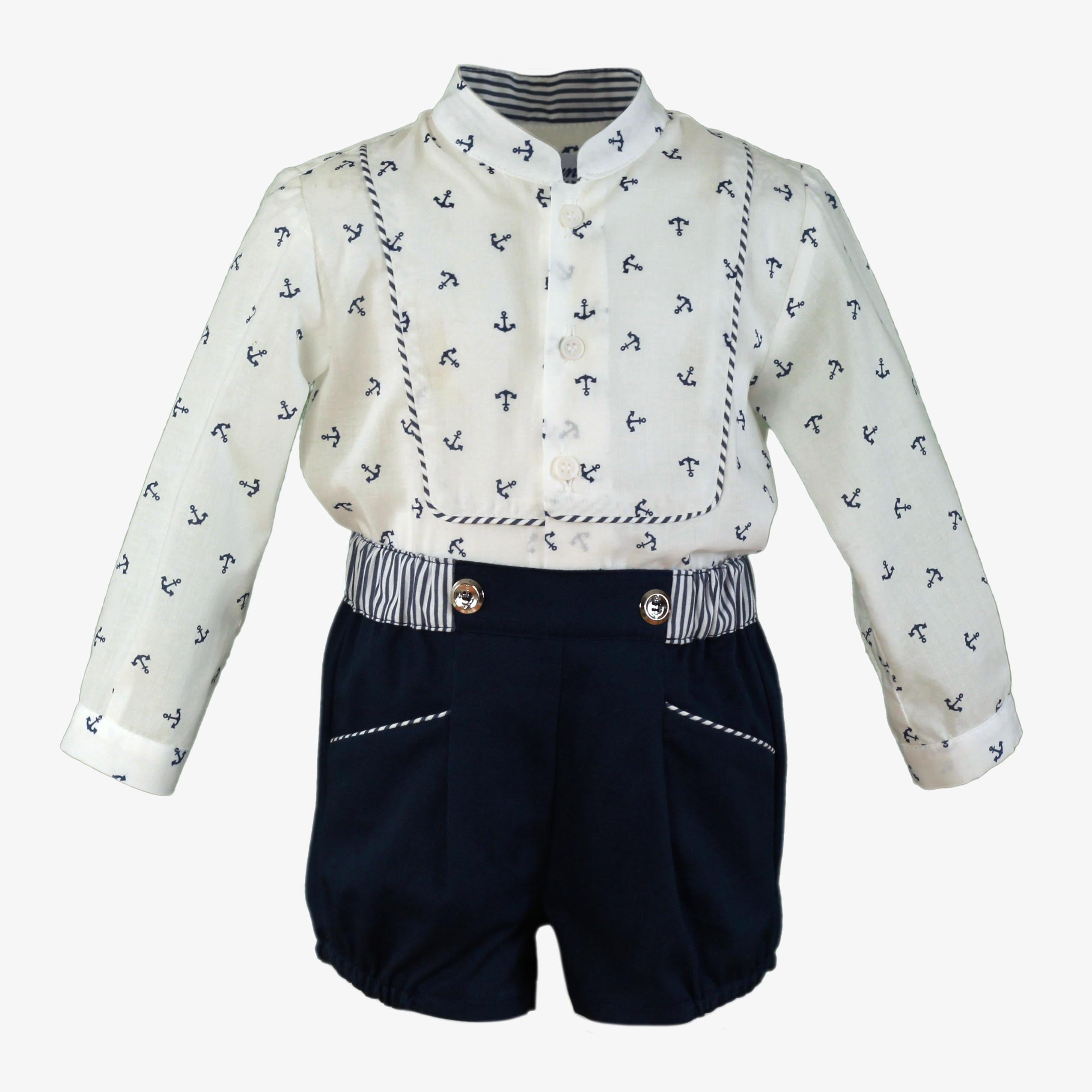 MIRANDA SS25 Navy Boys Anchor Print Short Set - 150/23
