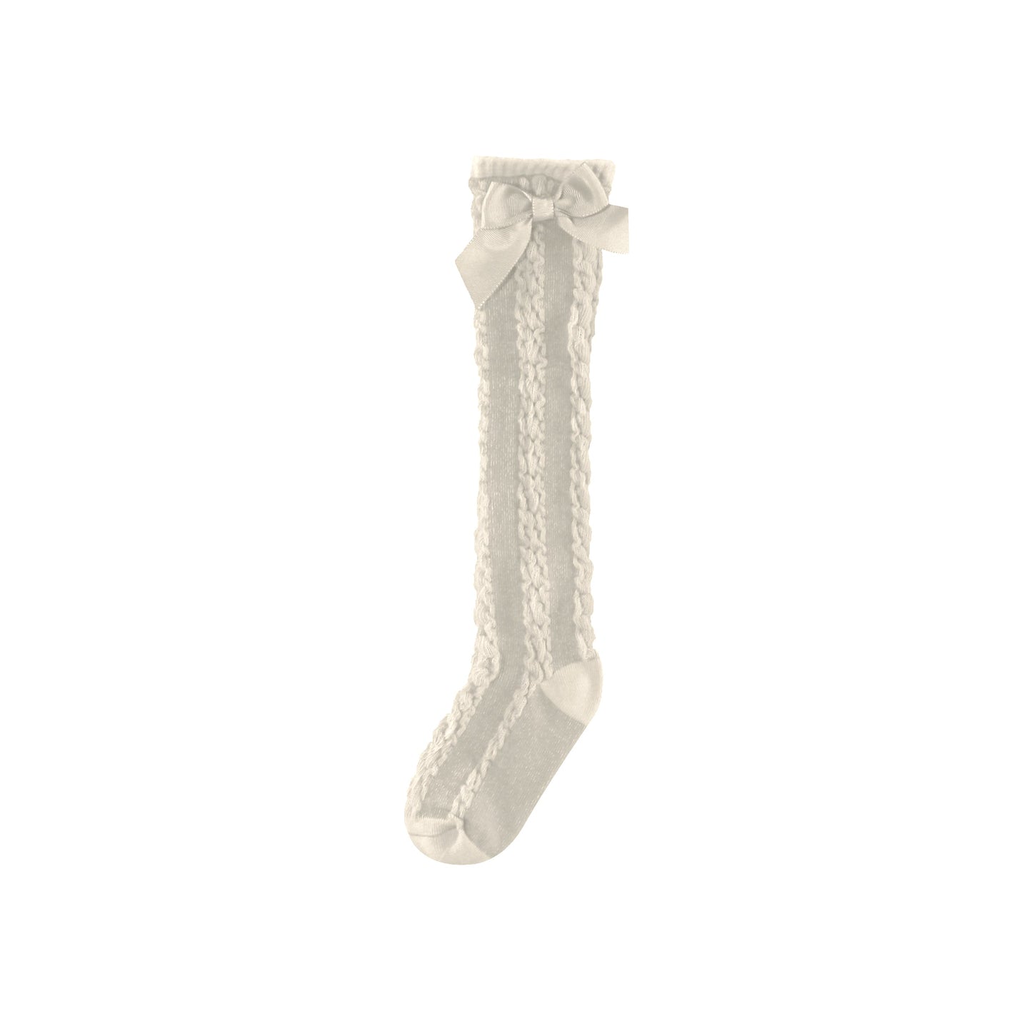 Miranda Cable Knit Bow Sock - Cream