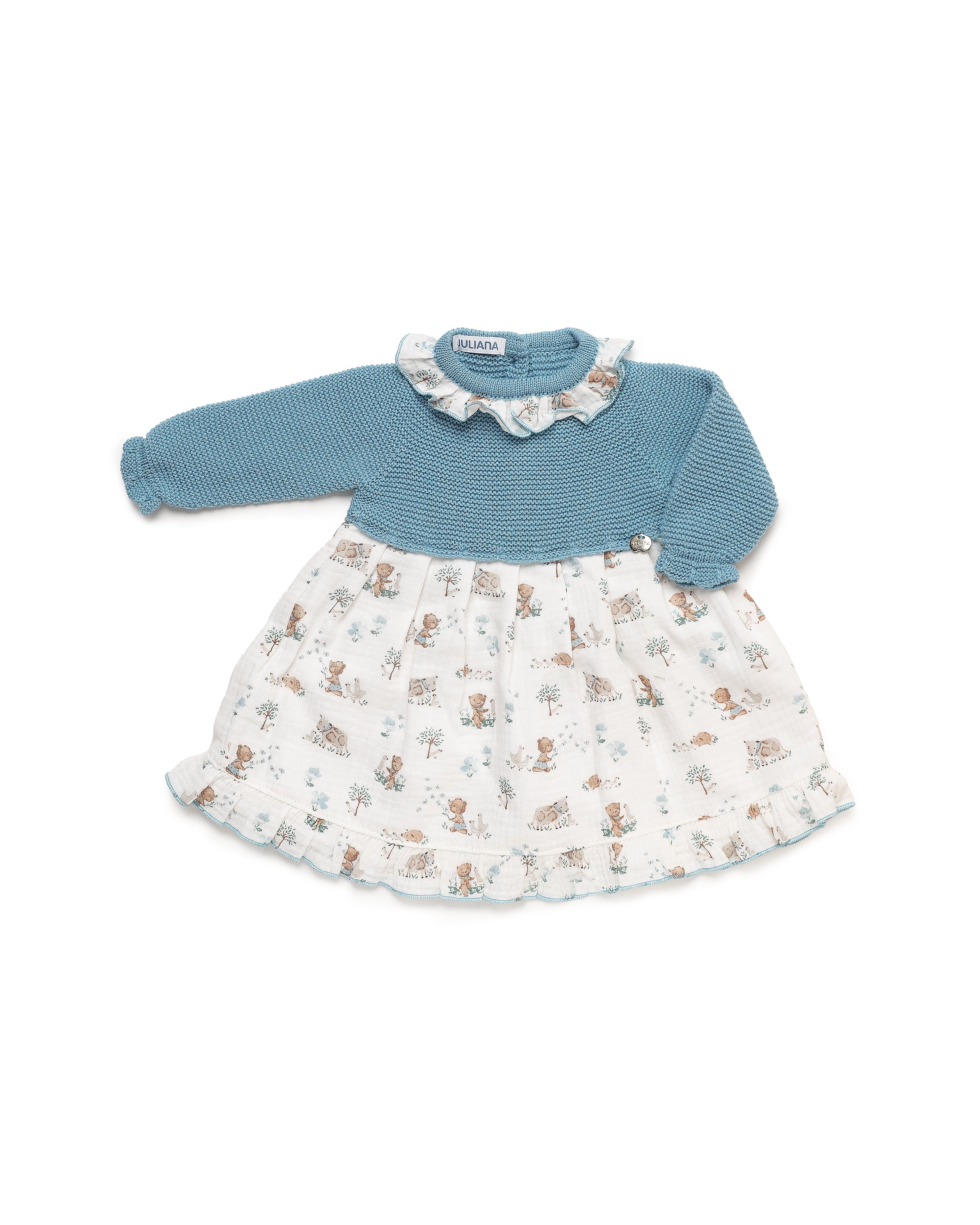 AW25 JULIANA Trazos Girls Blue Dress - 25649