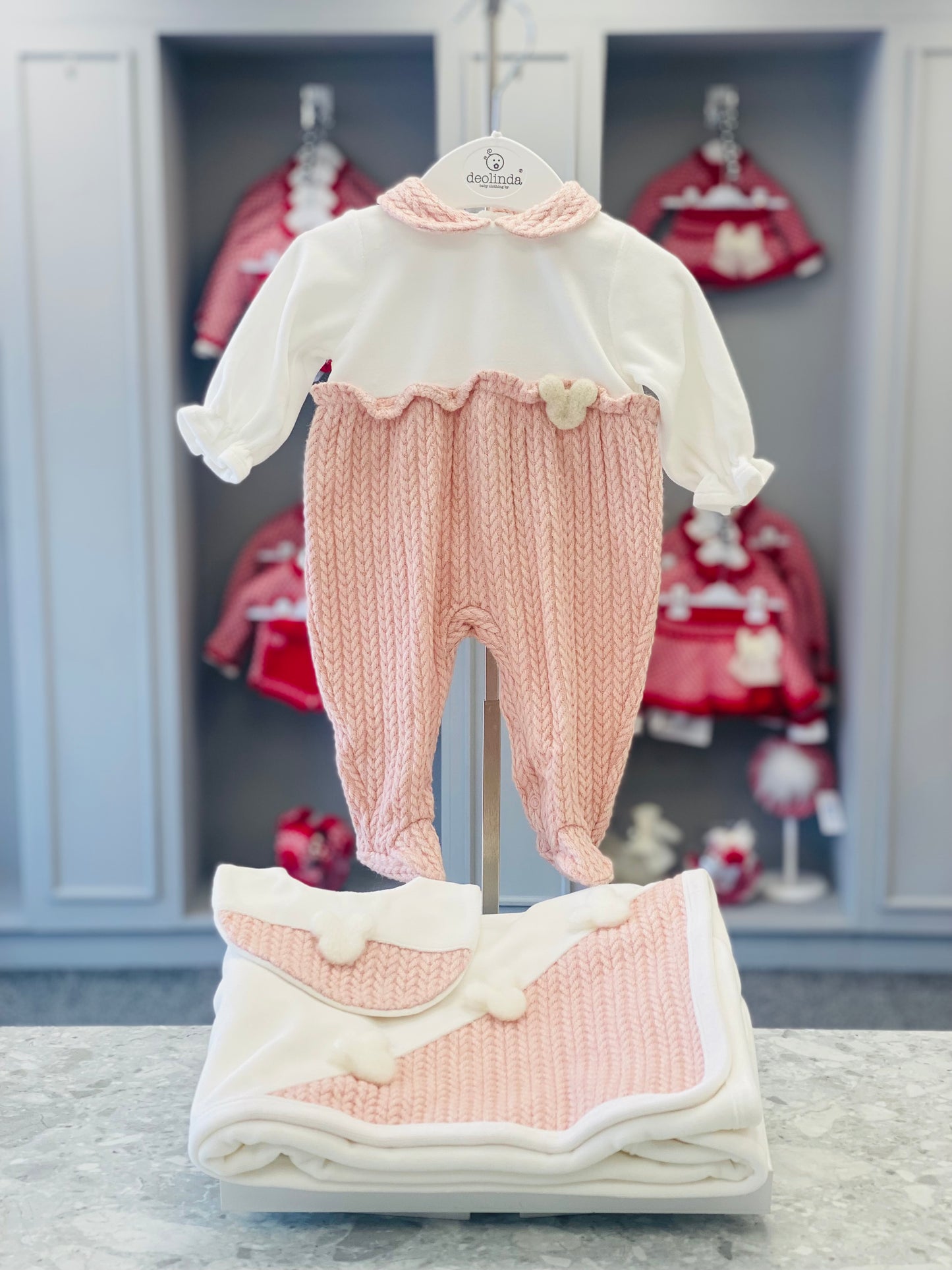 AW25 DEOLINDA Woody Girls Pink Three Piece Layette Set - 25103
