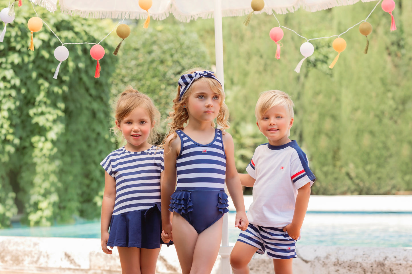 MIRANDA Sailor Navy Stripe Girls Beach Dress - 421V