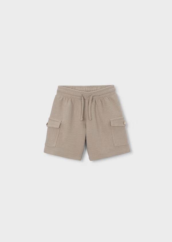 Mayoral boys beige and navy three-piece shorts set 3601 - detail view