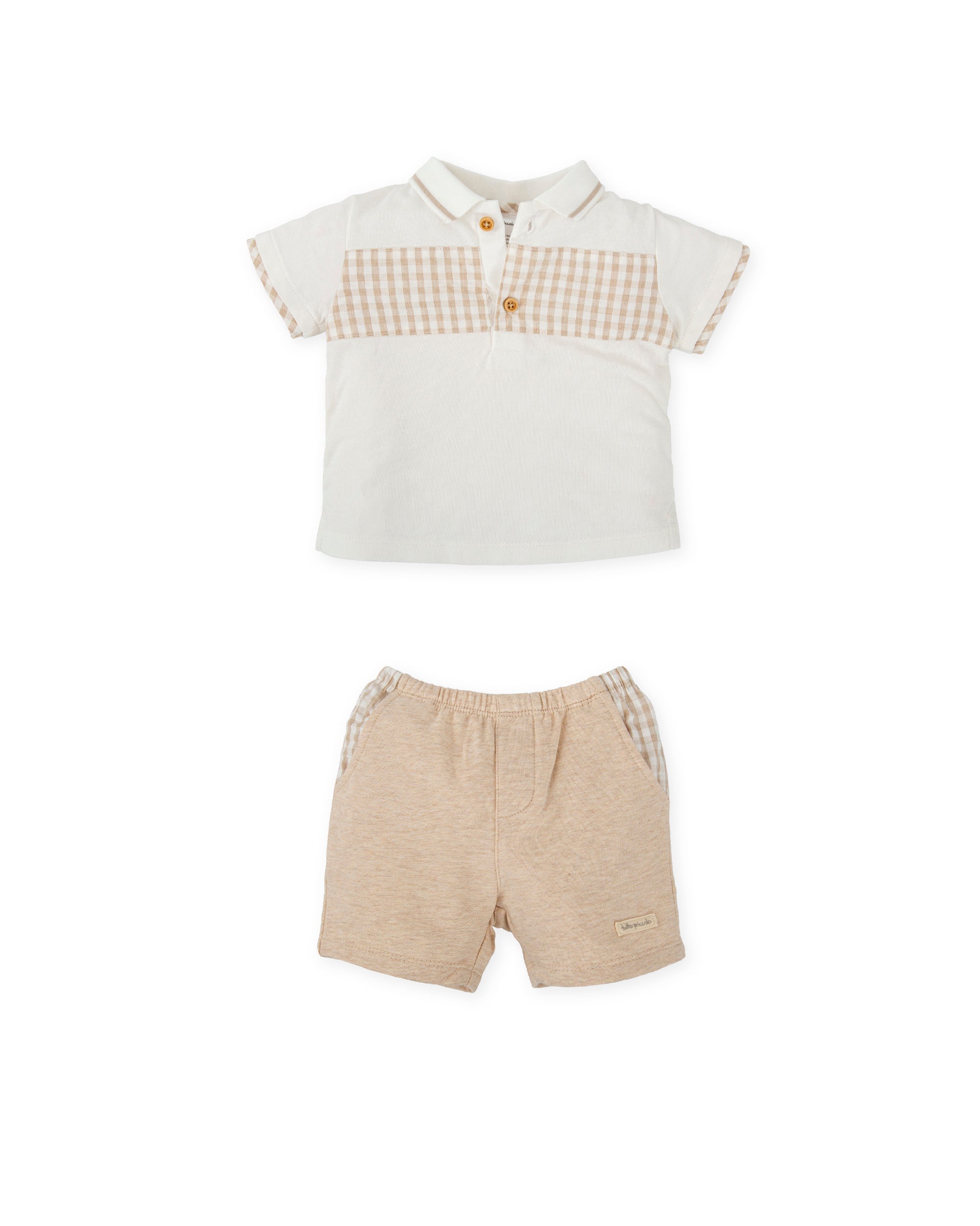 TUTTO PICCOLO SS25 Atenas Boys Beige & White Short Set