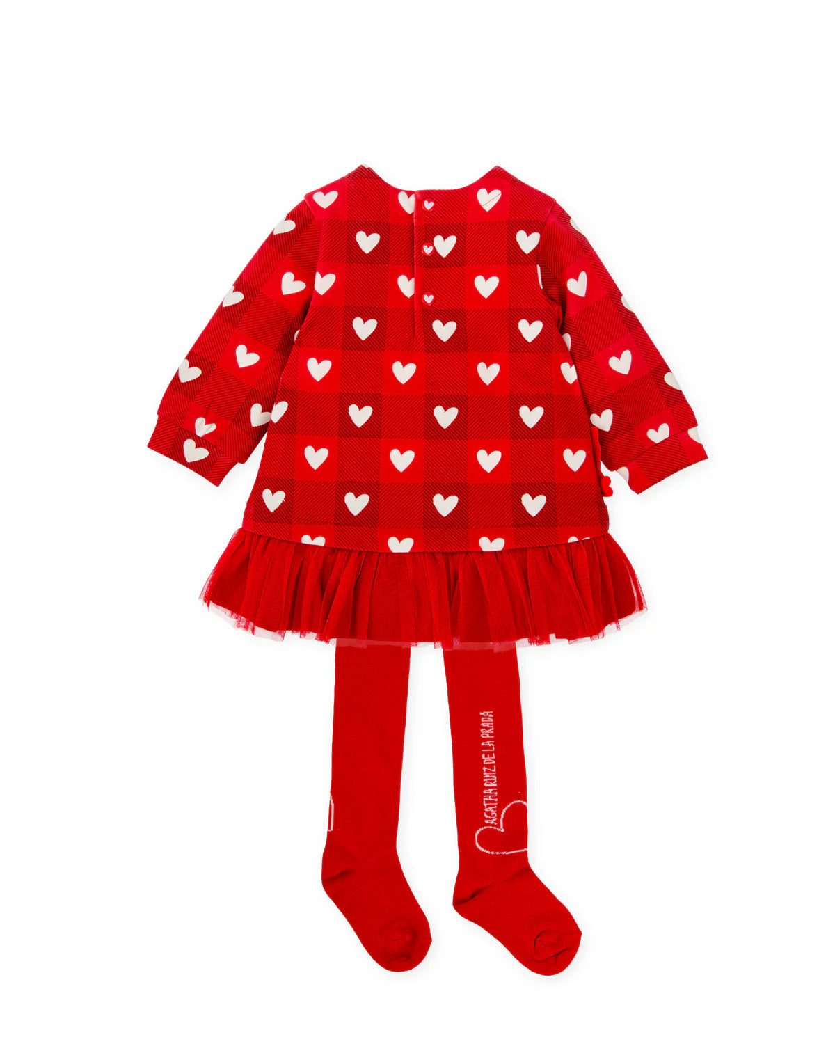 AW25 AGATHA RUIZ DE LA PRADA Girls Red Heart Print Dress & Tights