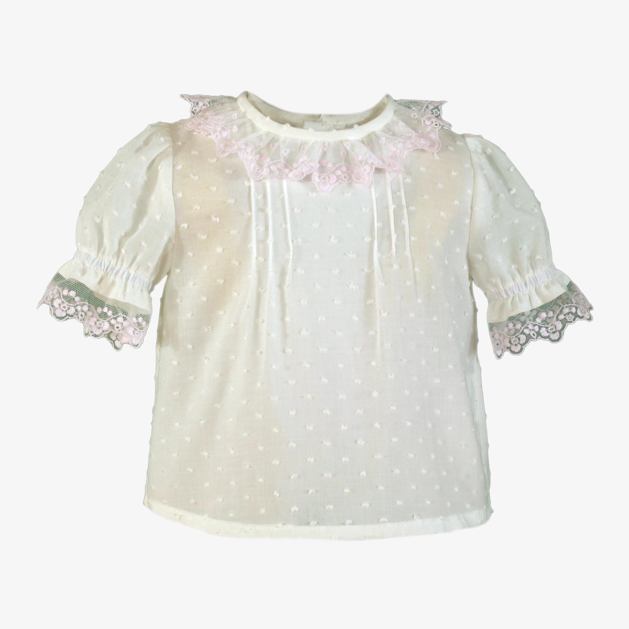 MIRANDA SS25 Cream & Pink Lace Girls Jam Pant Set - 20/2B