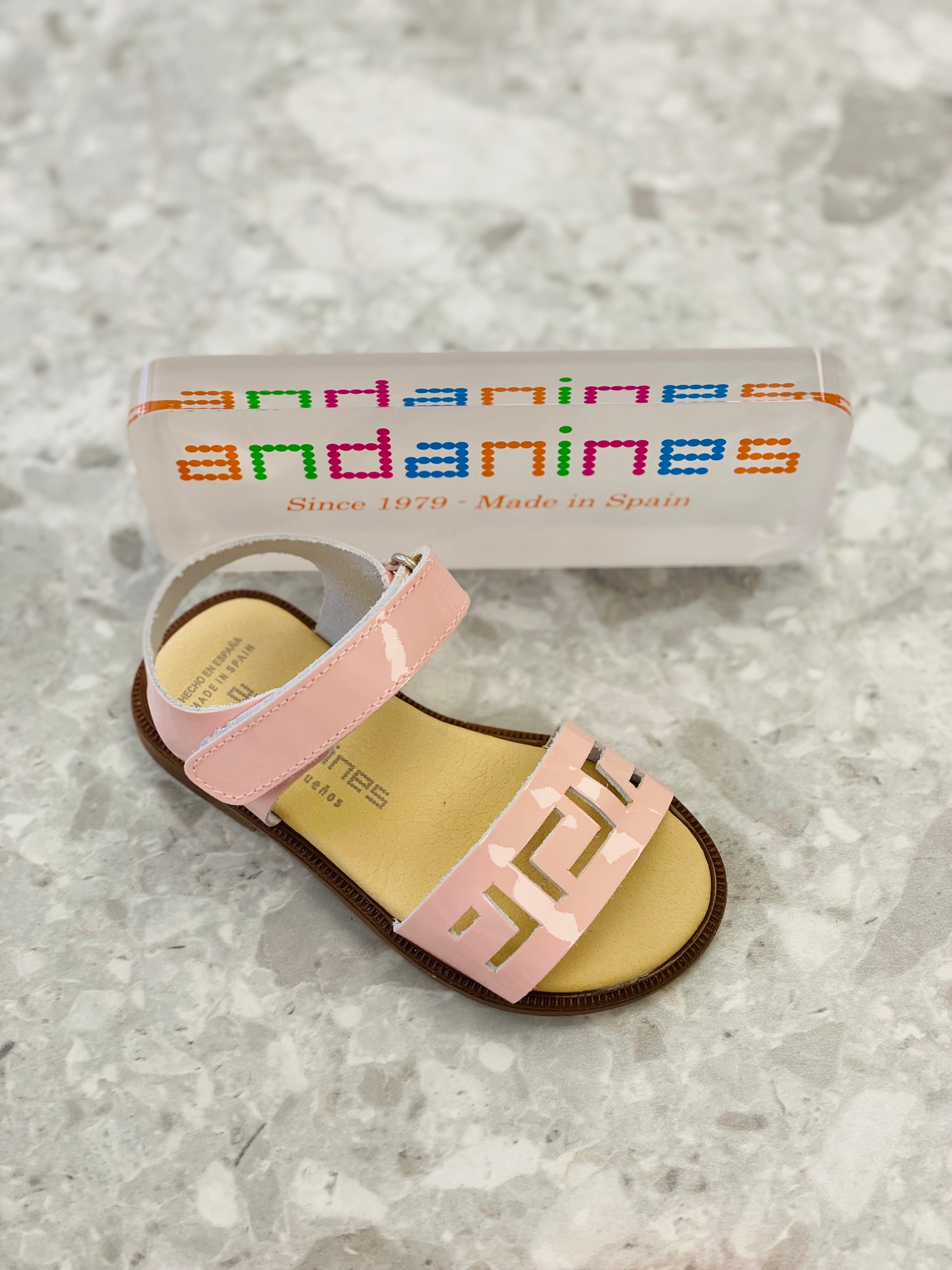 ANDANINES Pink Girls Patent Leather Sandals